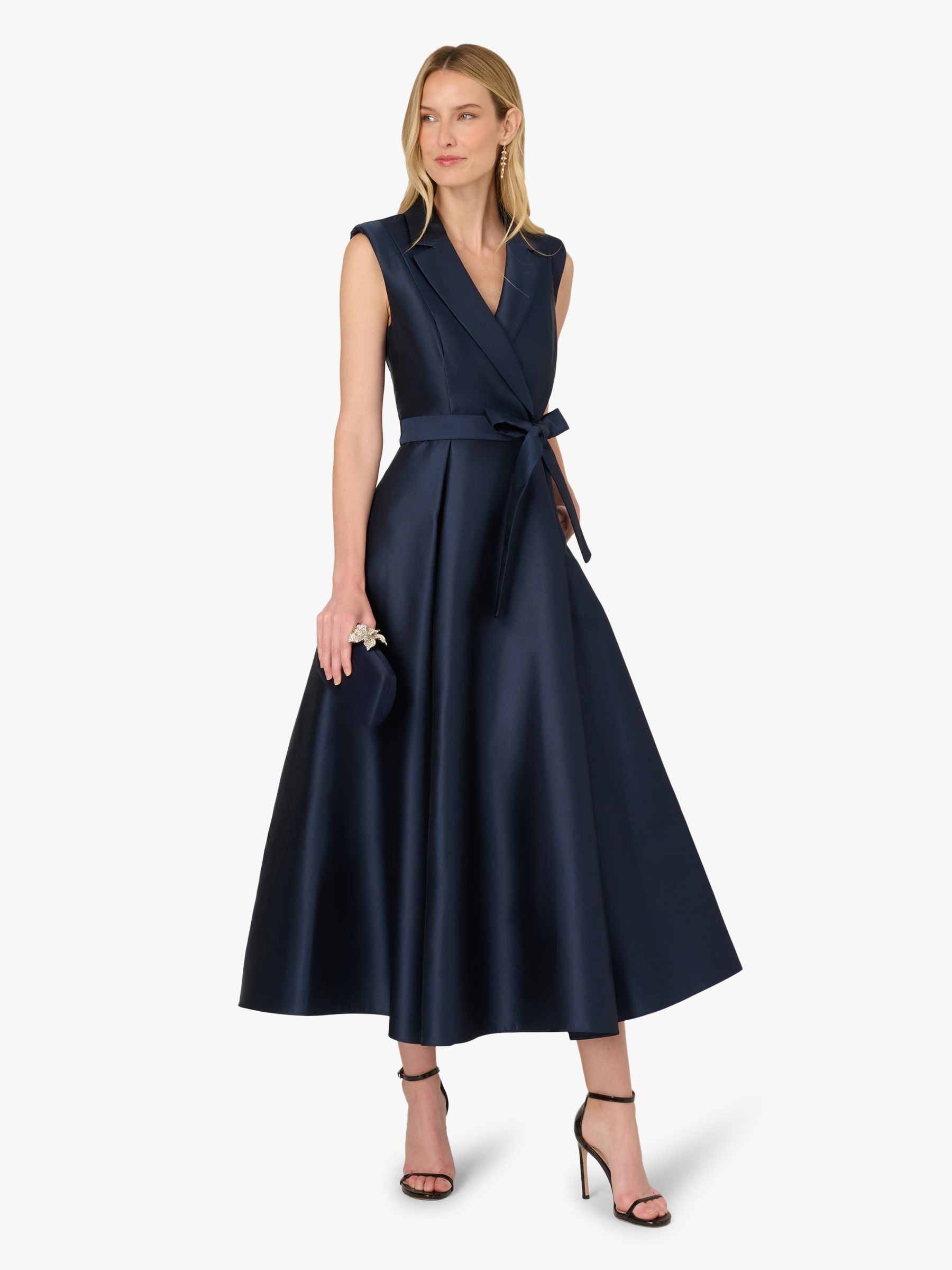 Buy Adrianna Papell Blue Petite Lapel Mikado Ankle Dress from Next USA