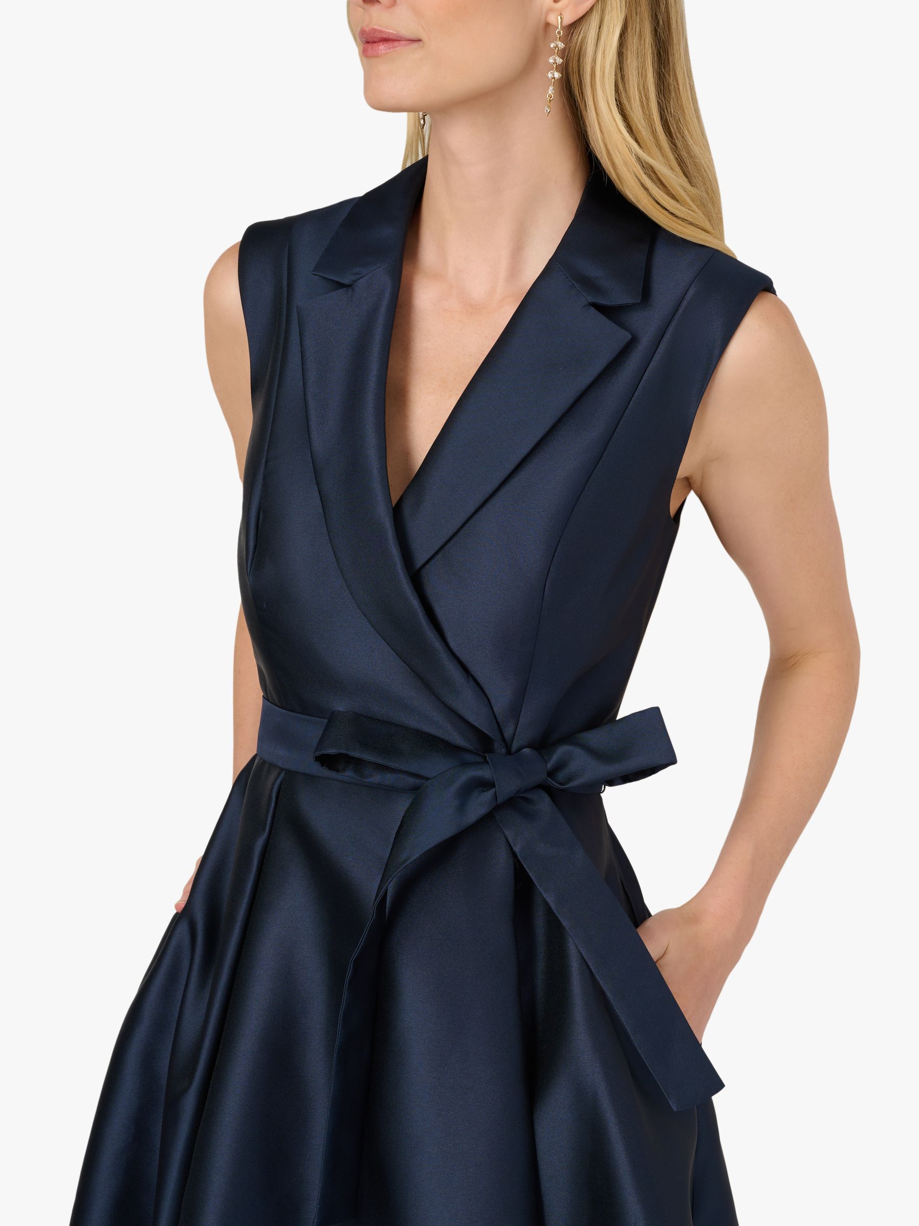 Buy Adrianna Papell Blue Petite Lapel Mikado Ankle Dress from Next USA