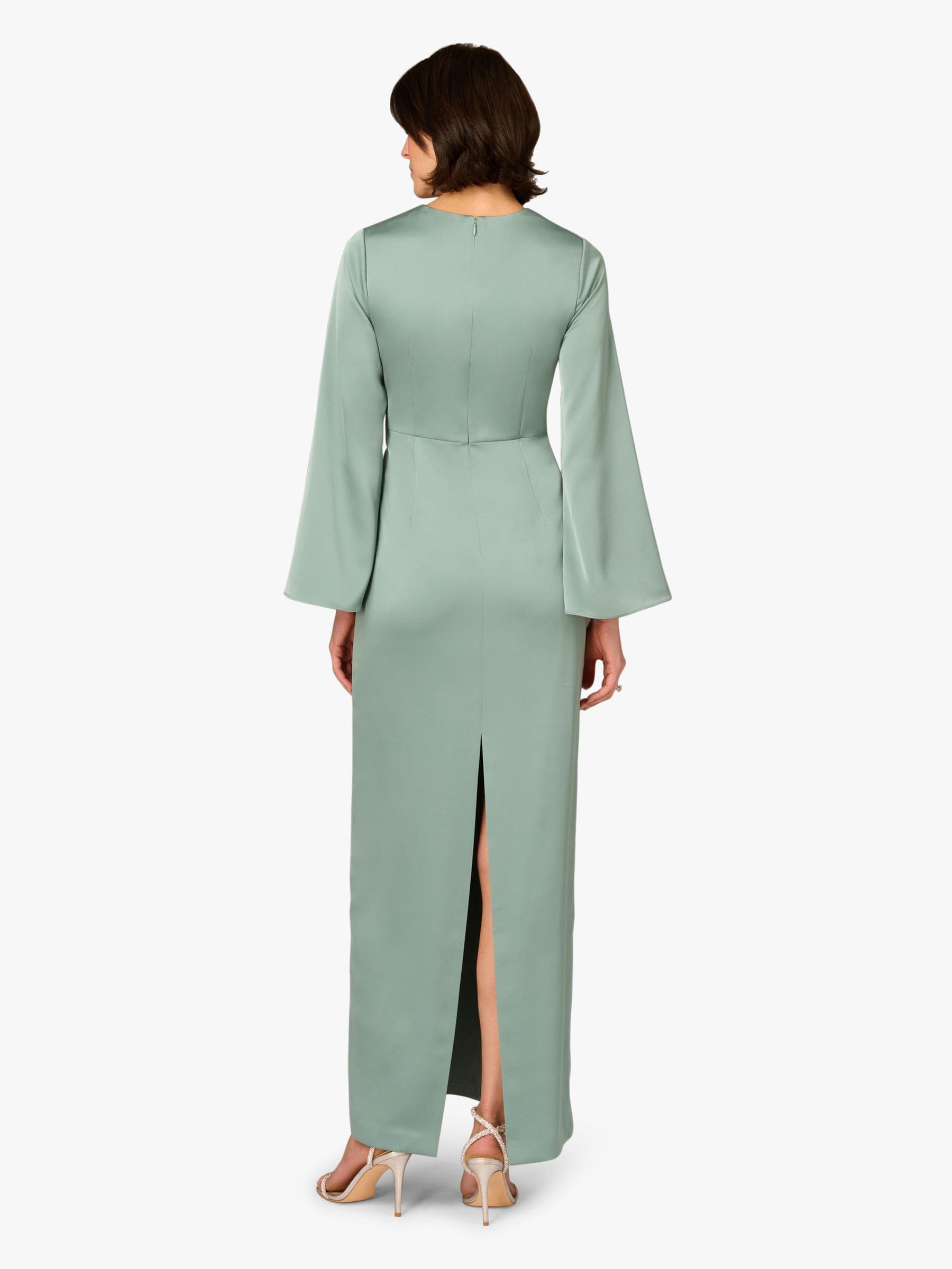 aidan mattox long sleeve dress Adian Mattox MD1E205784 V Neck Long Sleeve