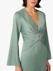 Adrianna Papell Green Aidan Mattox Satin Long Dress - Image 5 of 6