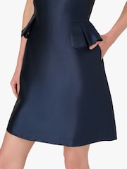 Adrianna Papell Blue Mikado Ruffle Short Dress - Image 4 of 6