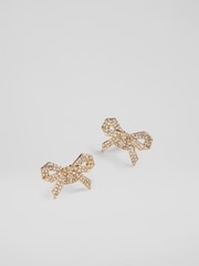 LK Bennett Metallic Dianne Crystal Bow Clips Shoes - Image 1 of 2