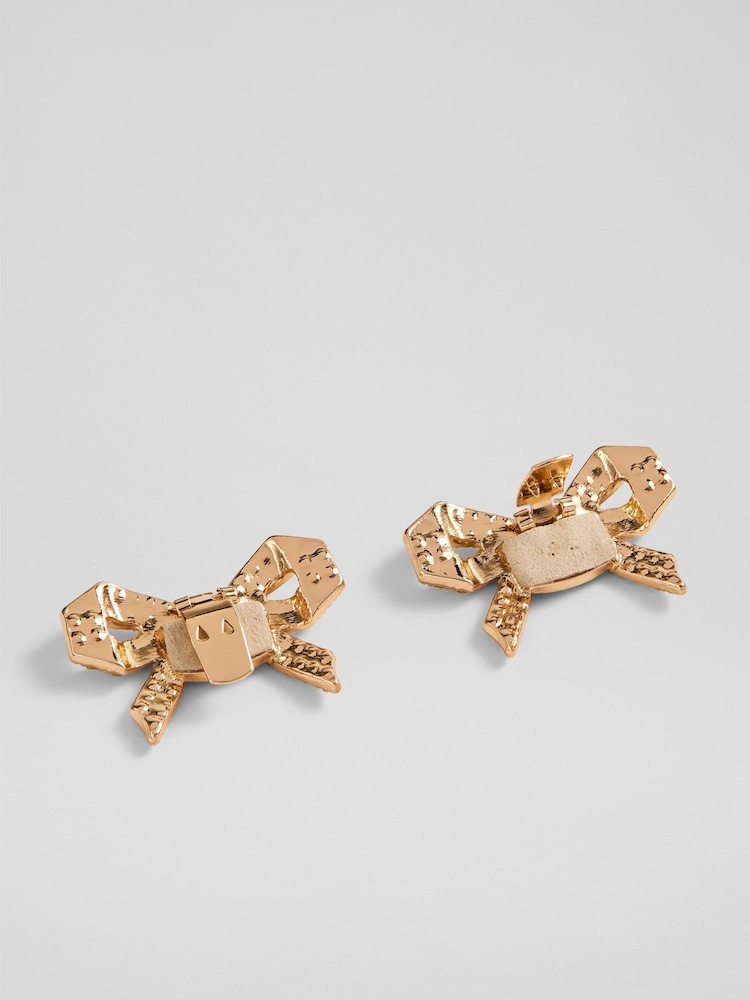 LK Bennett Metallic Dianne Crystal Bow Clips Shoes - Image 2 of 2