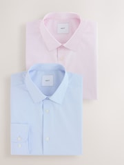Pink/Blue Easy Care Regular Fit Single Cuff Smart Shirts 2 Pack - Image 1 of 19