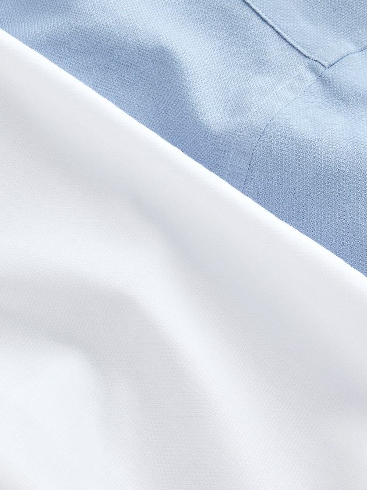 Blue/White Skinny Fit Easy Care Textured Slim Fit Single Cuff Smart Shirts 2 Pack - Image 10 of 10 Blue/White Skinny Fit Easy Care Textured Slim Fit Single Cuff Smart Shirts 2 Pack - Image 10 of 10