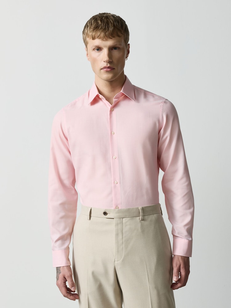 White/Blue/Pink Slim Fit Easy Care Single Cuff Smart Shirts 3 Pack - Image 2 of 9