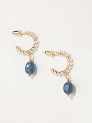 FatFace Blue Pearl Stone Earrings - Image 1 of 2