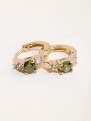 FatFace Gold Tone Gem Huggie Earrings - Image 2 of 2