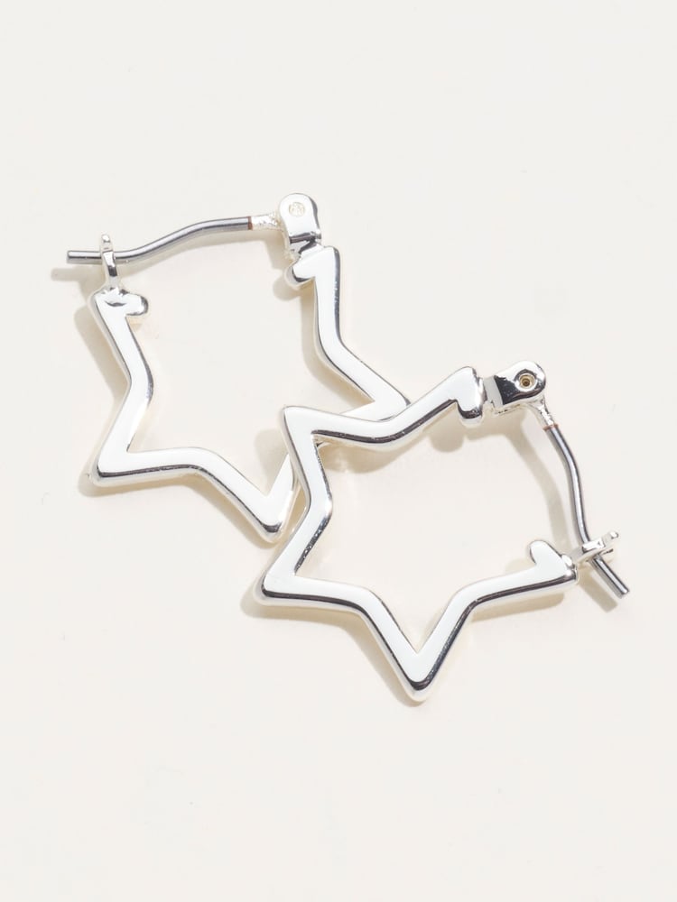 FatFace Silver Tone Star Hoop Earrings - Image 1 of 1 FatFace Silver Tone Star Hoop Earrings - Image 1 of 1