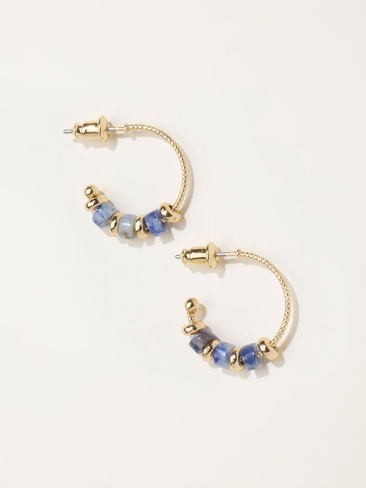 FatFace Blue Stone Hoop Earrings - Image 1 of 2