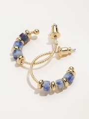 FatFace Blue Stone Hoop Earrings - Image 2 of 2