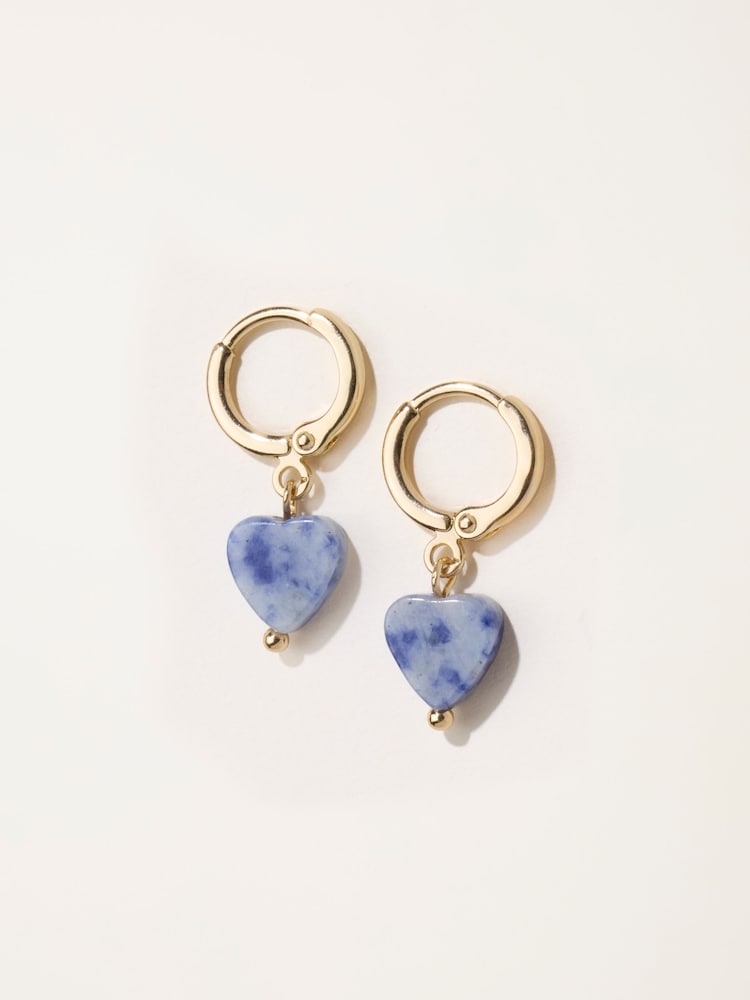 FatFace Blue Heart Drop Earrings - Image 1 of 2 FatFace Blue Heart Drop Earrings - Image 1 of 2