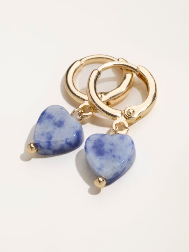 FatFace Blue Heart Drop Earrings - Image 2 of 2 FatFace Blue Heart Drop Earrings - Image 2 of 2