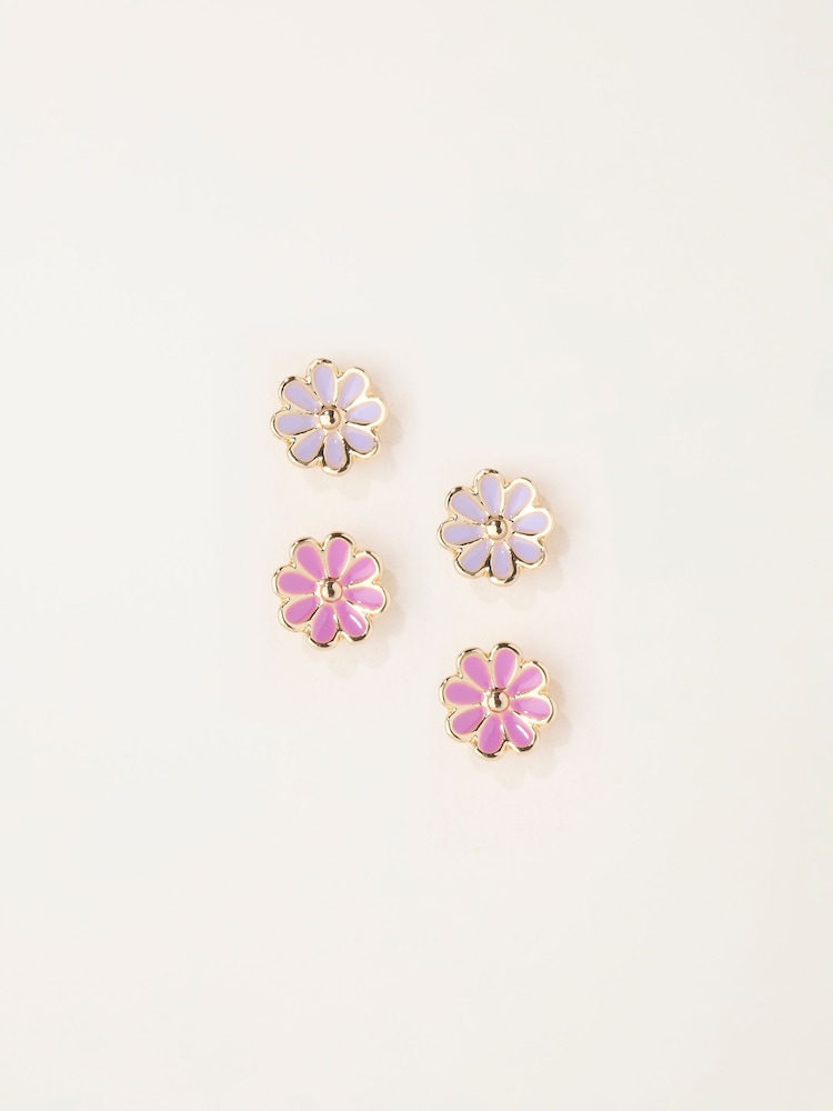 FatFace Purple 2 Pairs of Flower Studs - Image 1 of 2 FatFace Purple 2 Pairs of Flower Studs - Image 1 of 2