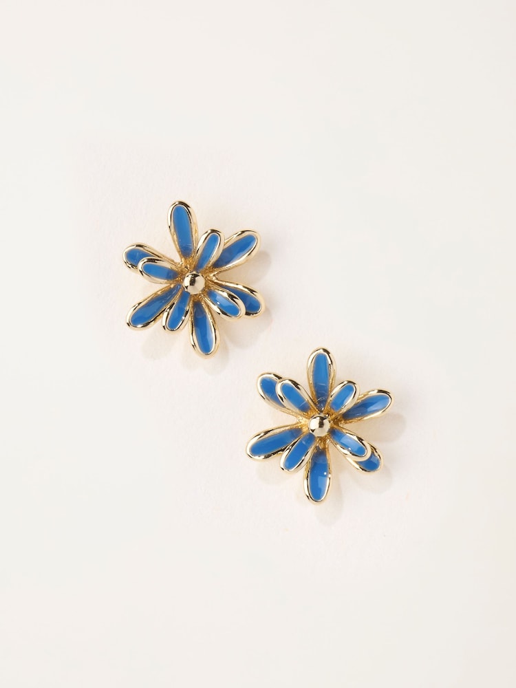 FatFace Navy Flower Stud Earrings - Image 1 of 2 FatFace Navy Flower Stud Earrings - Image 1 of 2