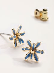 FatFace Navy Flower Stud Earrings - Image 2 of 2