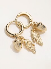 FatFace Gold Tone Acorn Leaf Earrings - Image 2 of 2