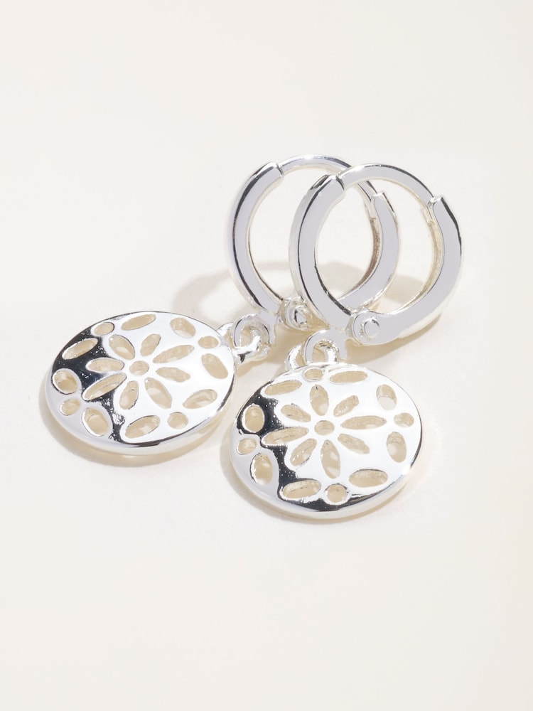 FatFace Silver Tone Cut Out Earrings - Image 2 of 2
