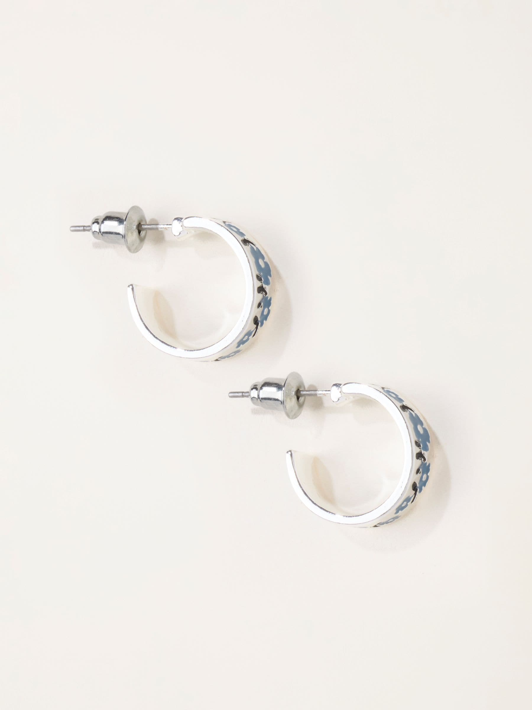 Fat Face - Women - Floral Hoop Earrings - Silver