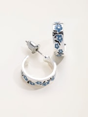 FatFace Silver Tone Floral Hoops - Image 2 of 2