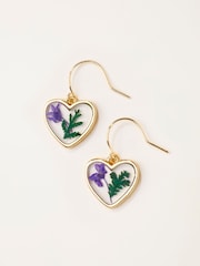 FatFace Purple Pressed Heart Earrings - Image 1 of 2