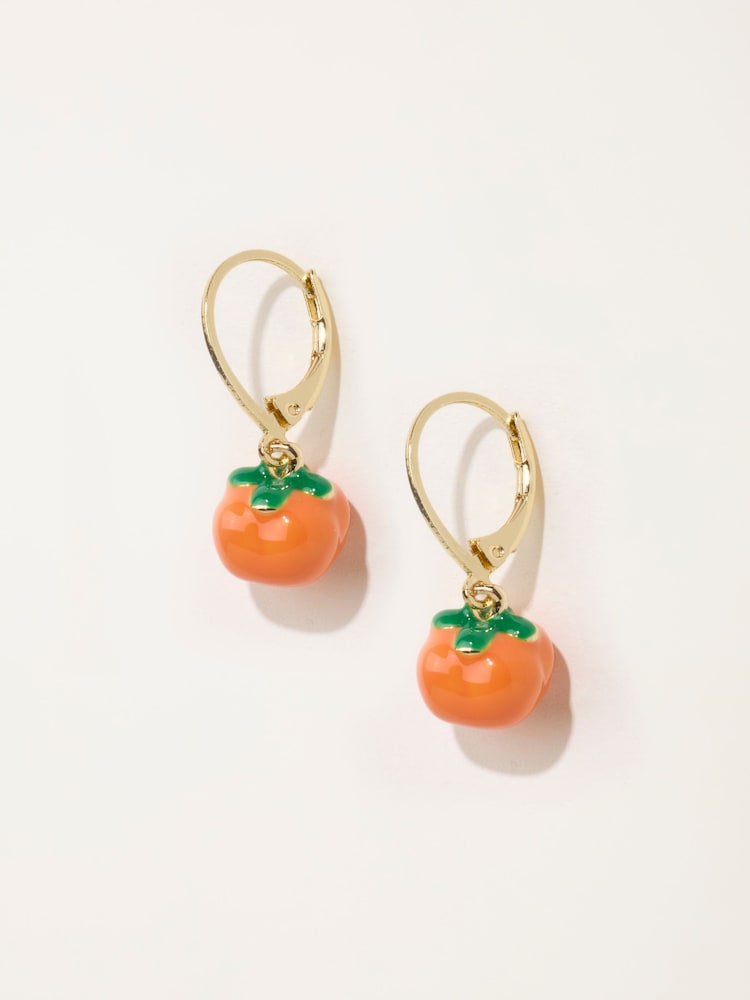 FatFace Orange Pumpkin Drop Earrings - Image 1 of 2