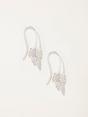 FatFace Silver Tone Leaf Drop Earrings - Image 1 of 4