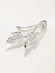 FatFace Silver Tone Leaf Drop Earrings - Image 2 of 4