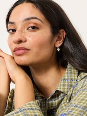 FatFace Silver Tone Leaf Drop Earrings - Image 3 of 4