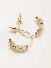 FatFace Natural Beaded Hoop Earrings - Image 2 of 2