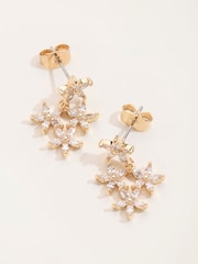 FatFace Gold Tone Flower Party Earrings - Image 2 of 4