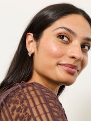 FatFace Gold Tone Flower Party Earrings - Image 3 of 4