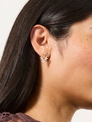 FatFace Gold Tone Flower Party Earrings - Image 4 of 4