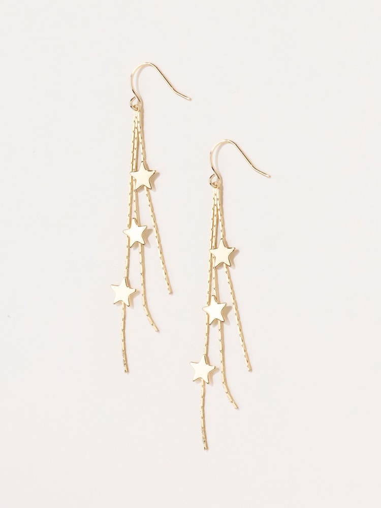 FatFace Gold Tone Star Drop Earrings - Image 1 of 2