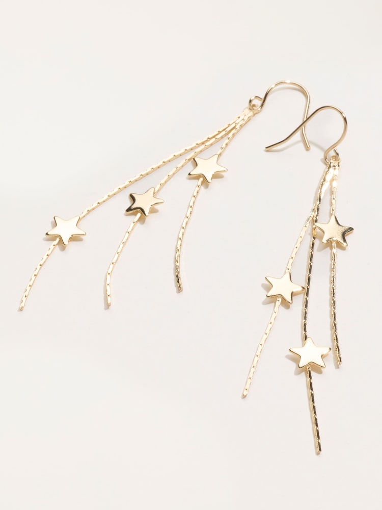 FatFace Gold Tone Star Drop Earrings - Image 2 of 2