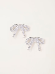 FatFace Silver Tone Bow Party Earrings - Image 1 of 3