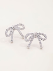 FatFace Silver Tone Bow Party Earrings - Image 2 of 3