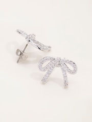 FatFace Silver Tone Bow Party Earrings - Image 3 of 3