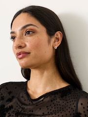 FatFace Silver Tone Star Huggie Earrings - Image 3 of 4