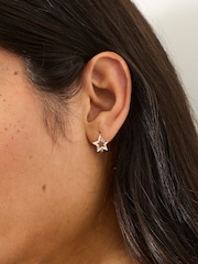 FatFace Silver Tone Star Huggie Earrings - Image 4 of 4