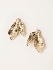FatFace Gold Tone Leaf Party Studs - Image 1 of 2