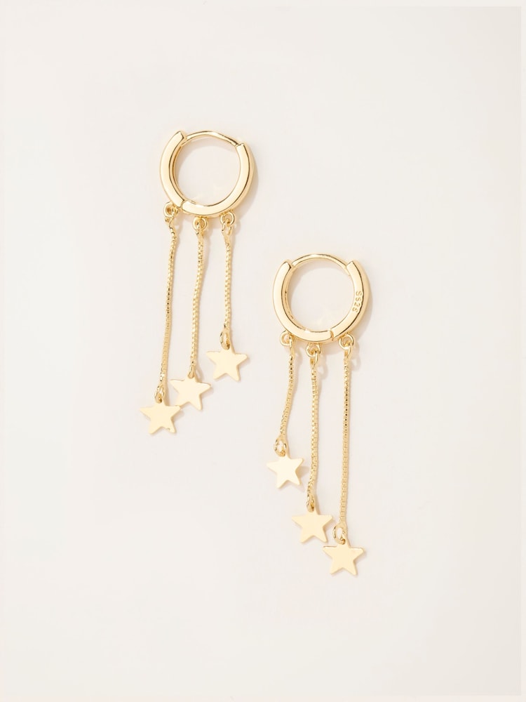 FatFace Gold Tone Star Party Hoops Earrings - Image 1 of 3