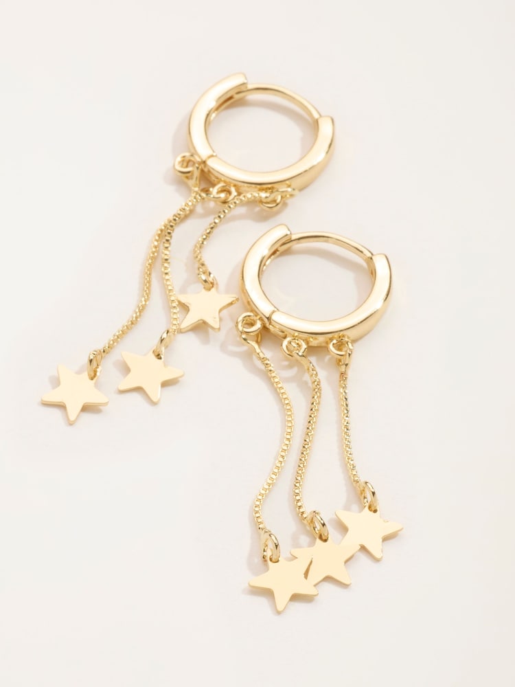 FatFace Gold Tone Star Party Hoops Earrings - Image 2 of 3