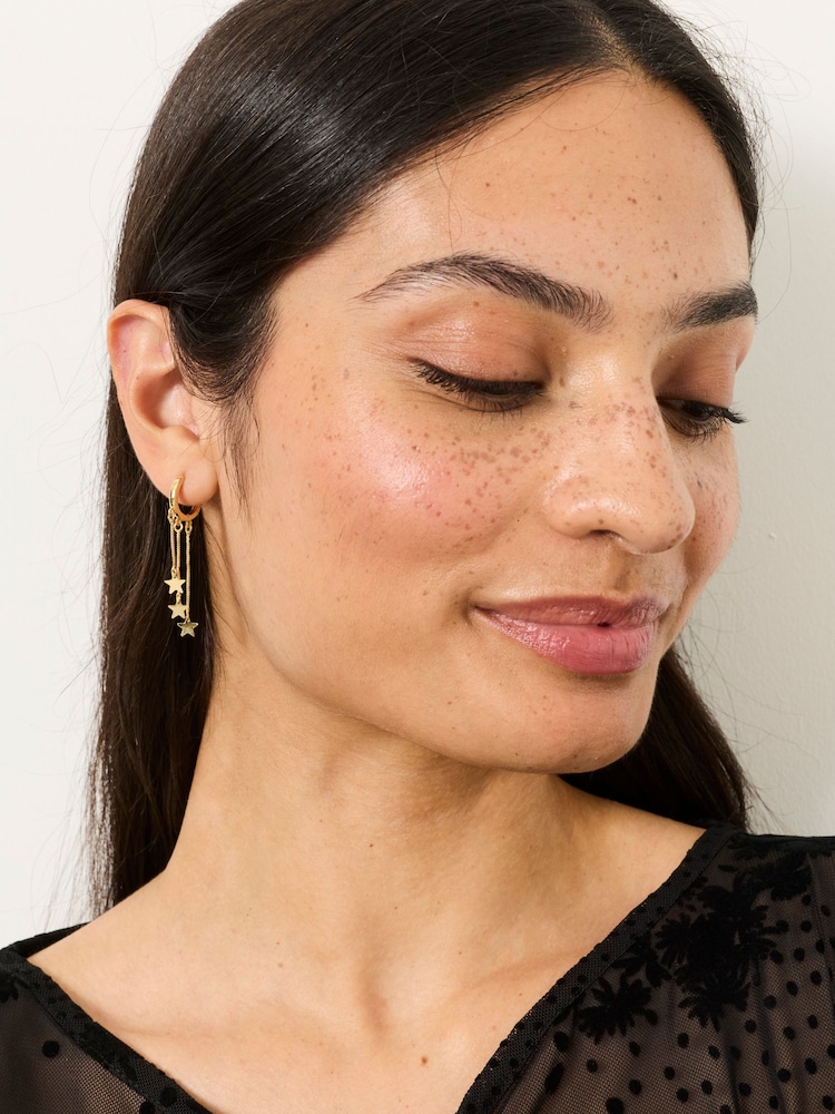 FatFace Gold Tone Star Party Hoops Earrings - Image 3 of 3