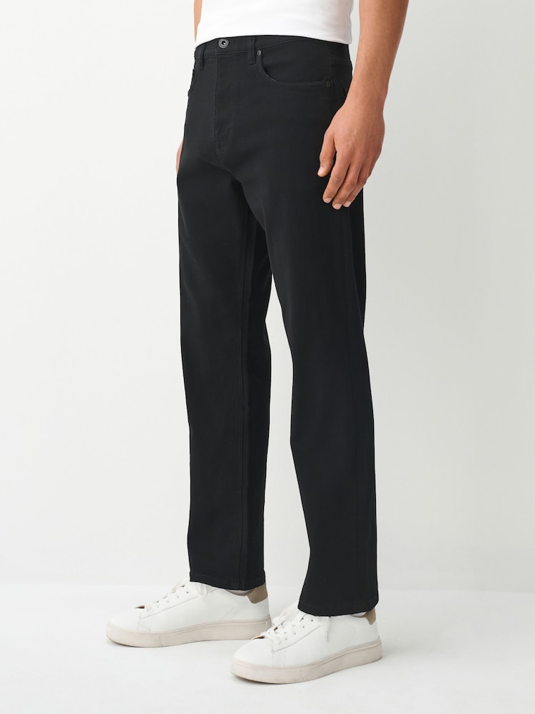 Black Regular Fit Motionflex Jeans With Elasticated Waist - Image 1 of 6 Black Regular Fit Motionflex Jeans With Elasticated Waist - Image 1 of 6