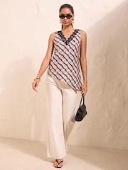 Friends Like These Beige Check Print Lace Assym Cami - Image 3 of 5