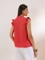 Friends Like These Red Sleeveless Tie Neck Blouse - Image 5 of 5
