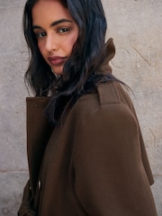 Friends Like These Chocolate Brown Double Breasted Maxi Coat - Image 4 of 6