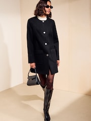 Friends Like These Black Collarless Dolly Coat - Image 1 of 5