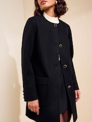 Friends Like These Black Collarless Dolly Coat - Image 2 of 5